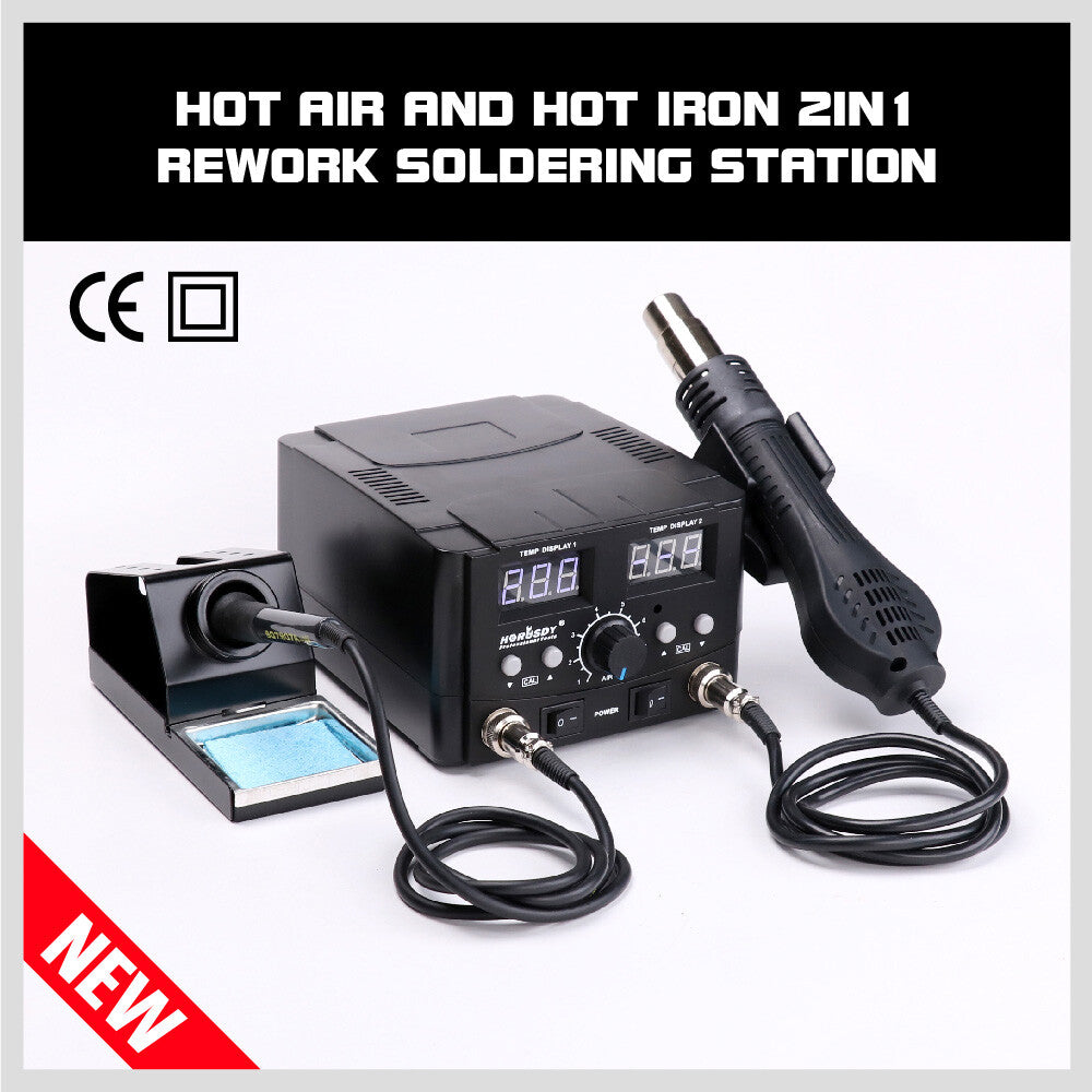 2-in-1 Soldering Station – Hot Air Gun & SMD Rework Iron