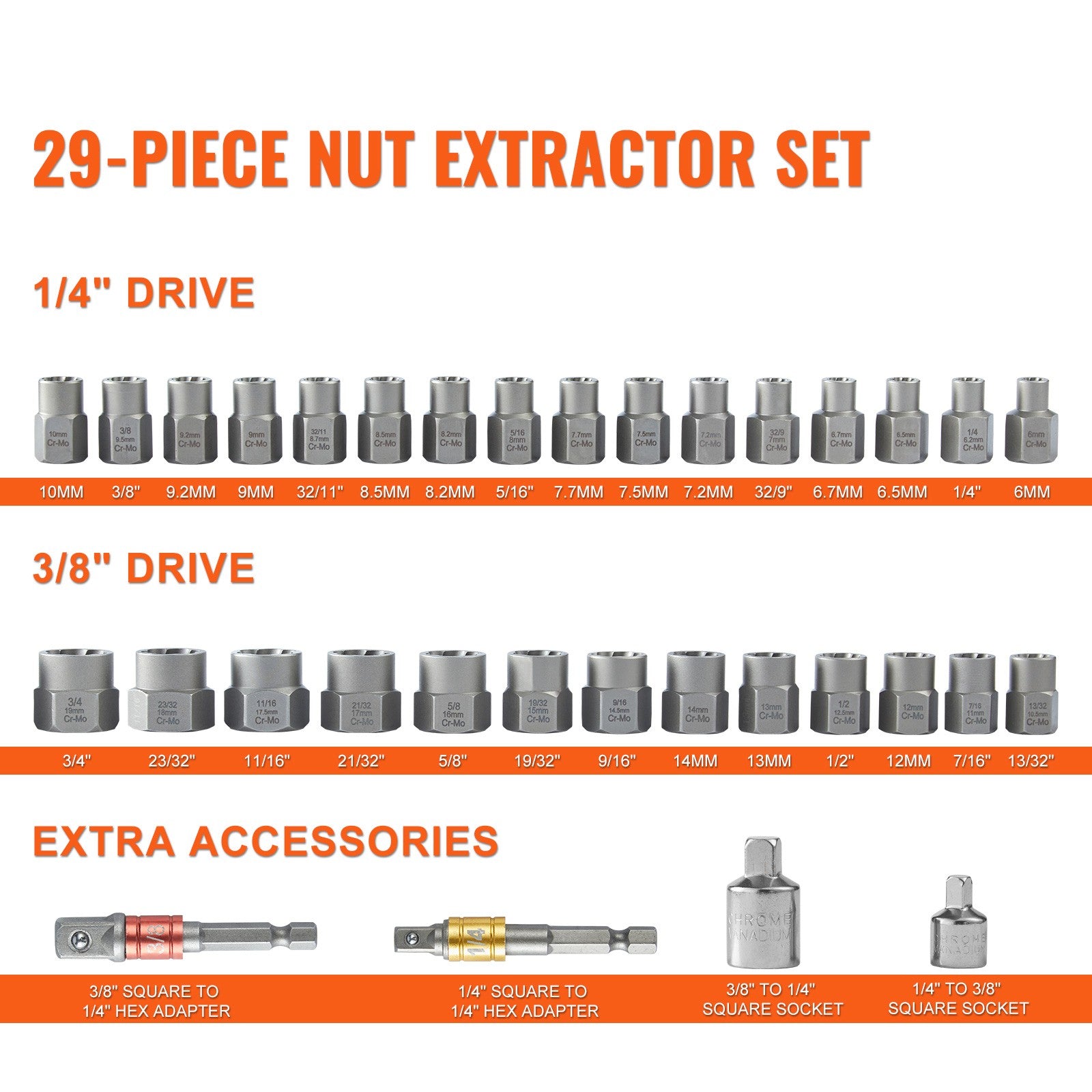 Uimoso Bolt Extractor Set 29-Piece Bolt and Nut Remover Set with Storage Case