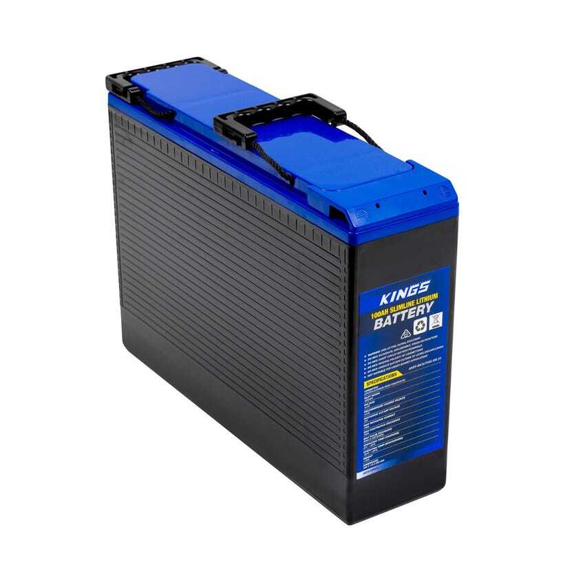Kings 12V 100Ah Deep Cycle Slimline Lithium Battery + Battery Tray Slim