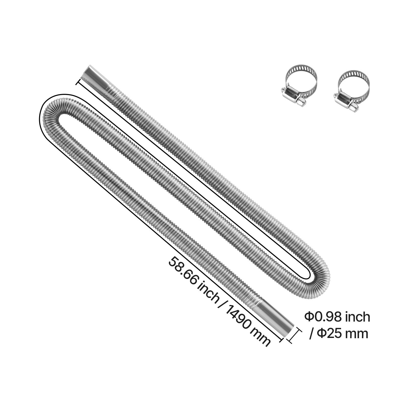 Uimoso Flexible Diesel Heater Exhaust Hose 1490mm with 2 Secure Clamps