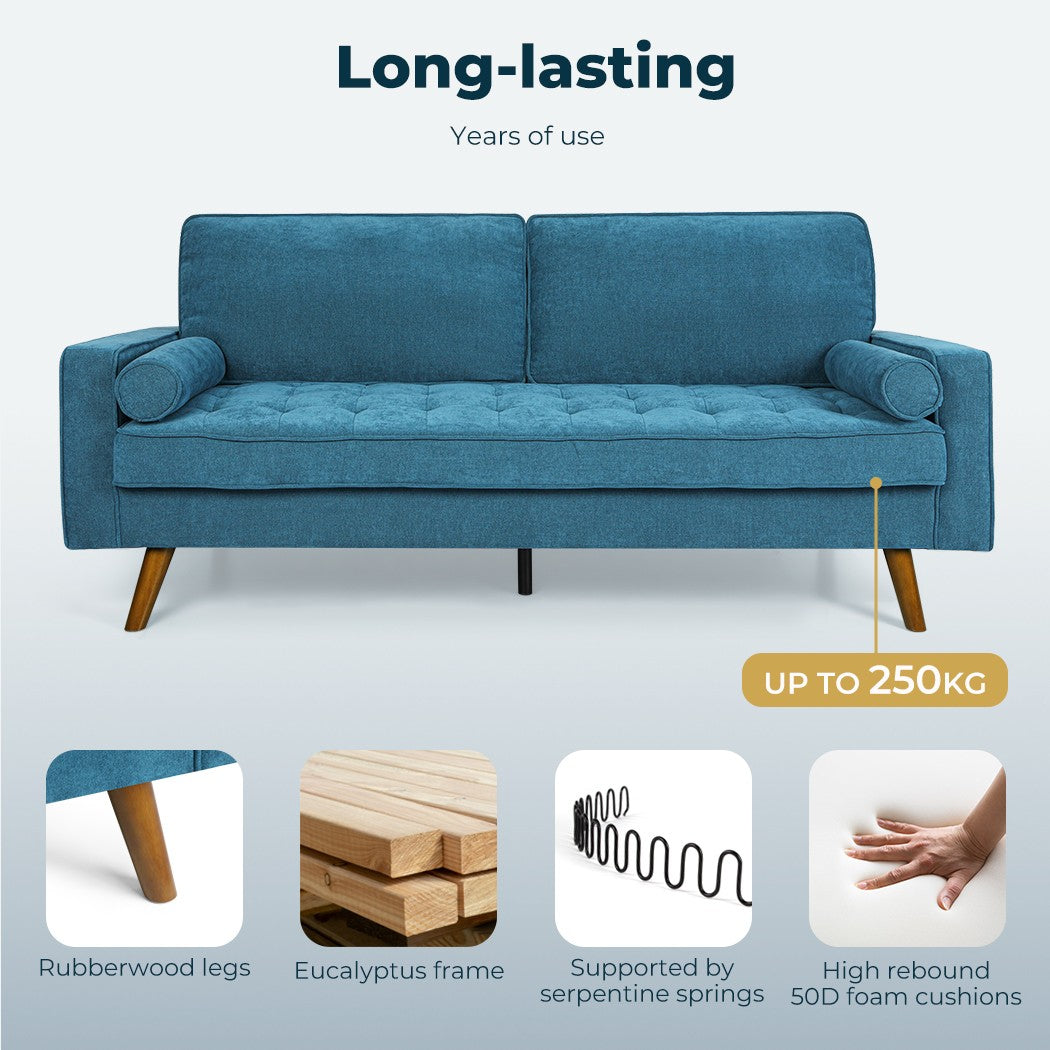 Levede 3-Seater Sofa – Fabric Futon Couch Recliner for Living Room