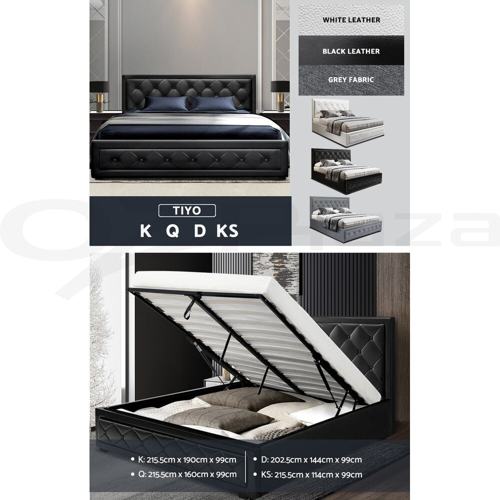 Bed Frame Queen Double King Single Gas Lift Storage Wood Fabric