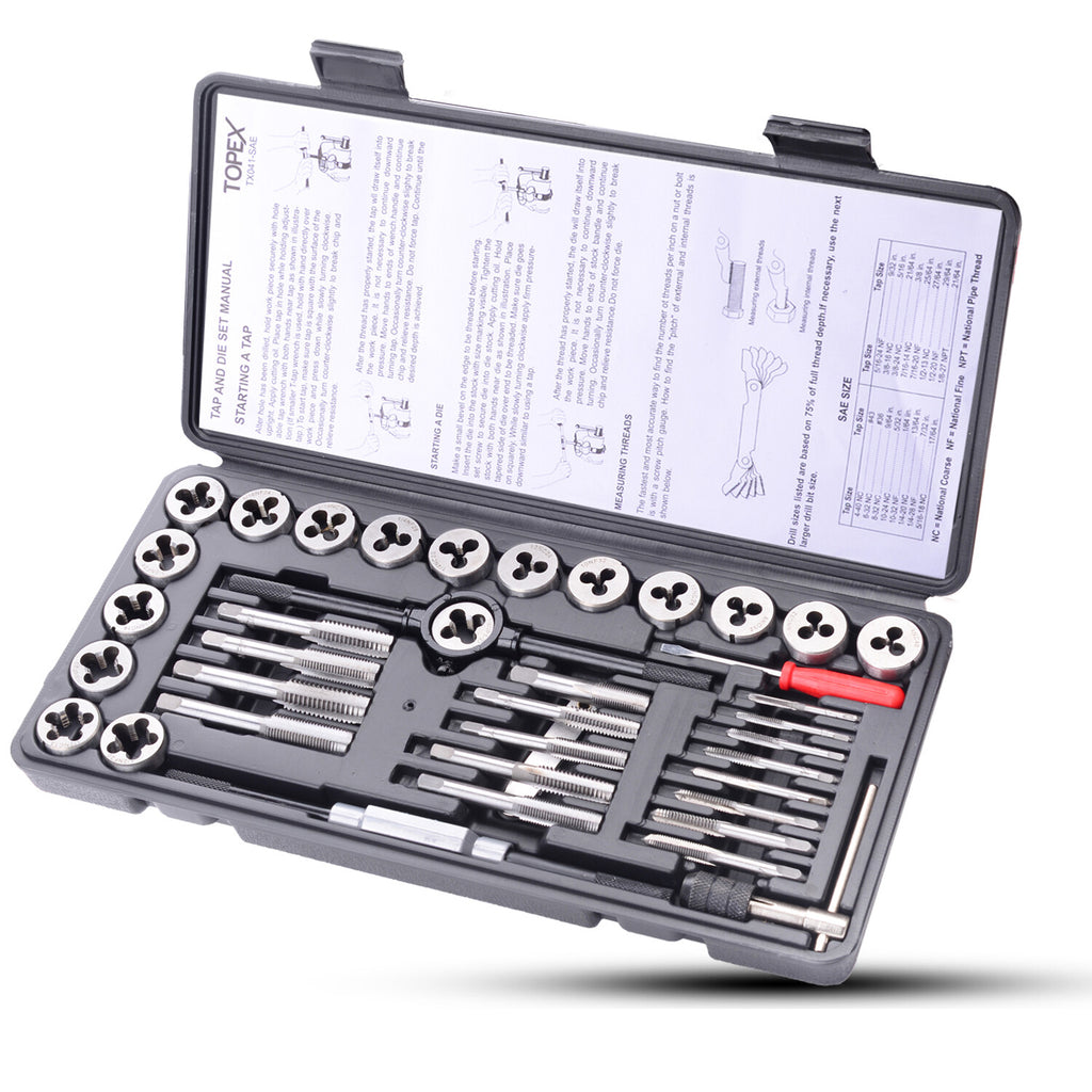 40pc Tap & Die Set – Metric & Imperial Thread Drill Kit M3-M12