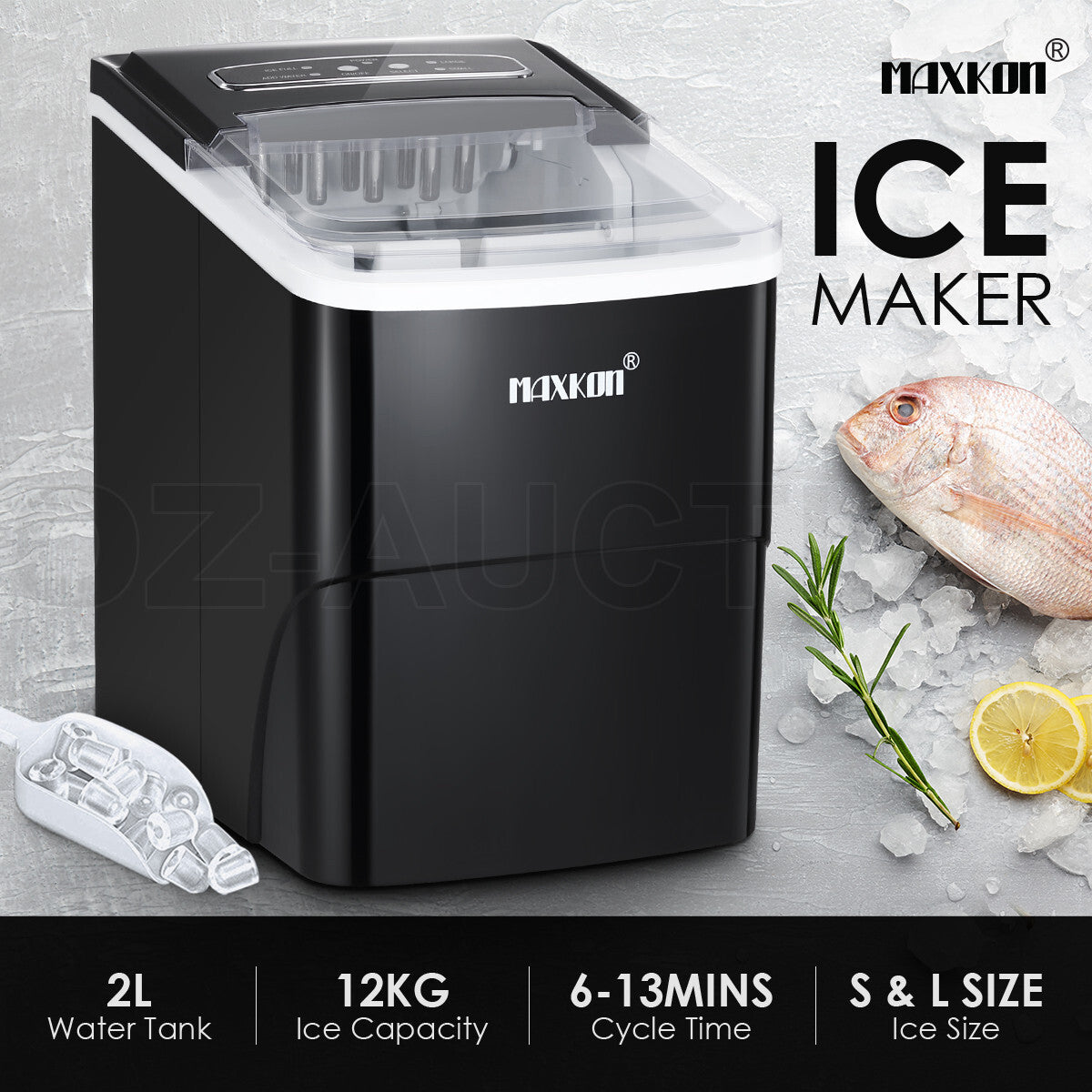 MAXKON 12KG Ice Maker Machine Countertop Commercial 2L Tank