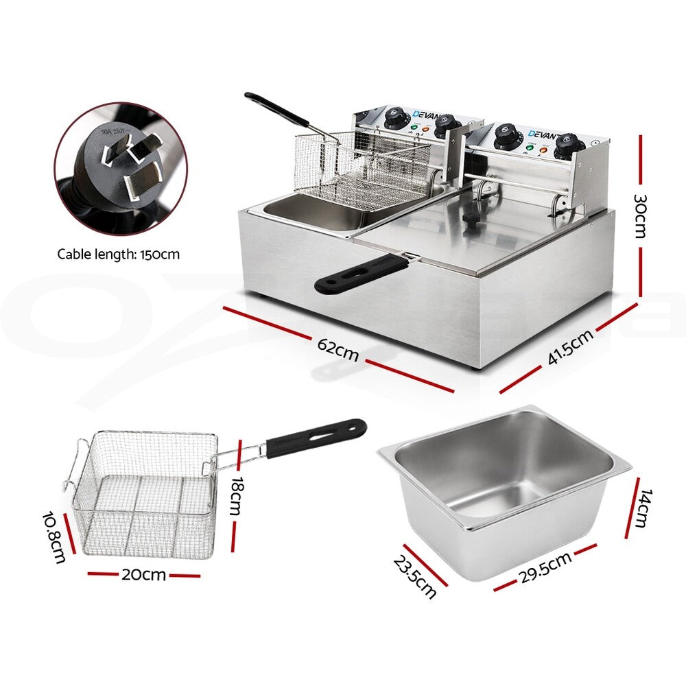 Electric Commercial Deep Fryer Twin Basket Chip Cooker