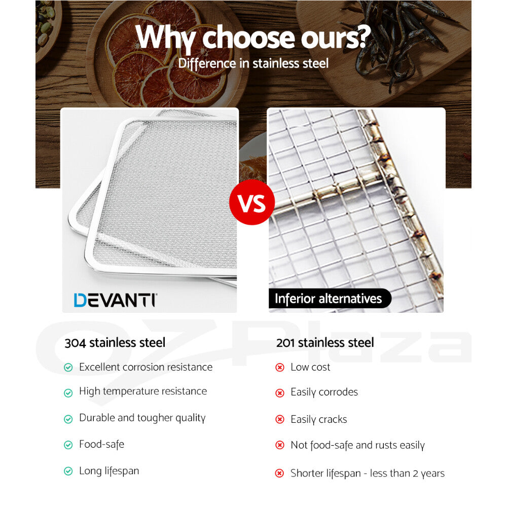 Devanti 10 Trays Food Dehydrator Stainless Steel Fruit Dehydrators Jerky Dryer