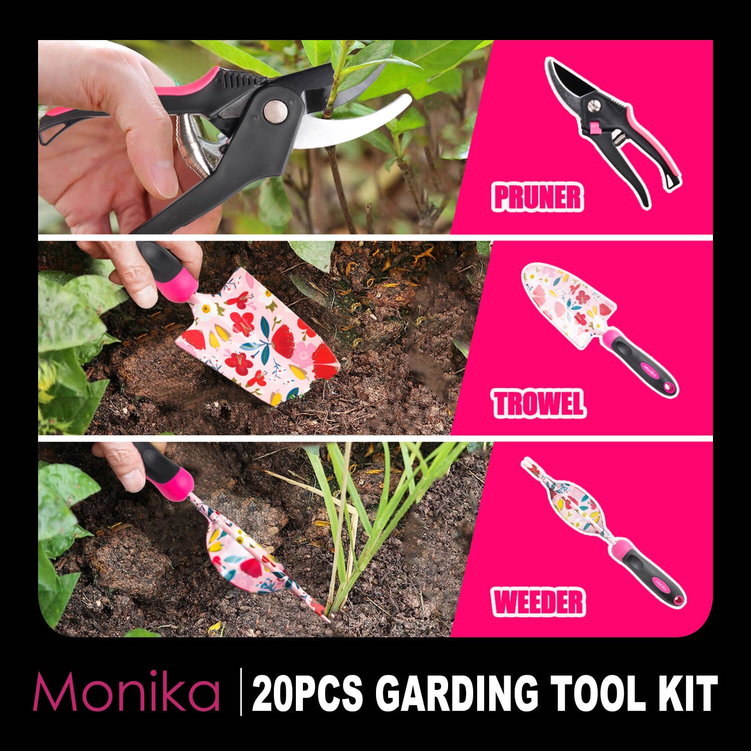 Pink Tool Set – Portable Household & Gardening Kit