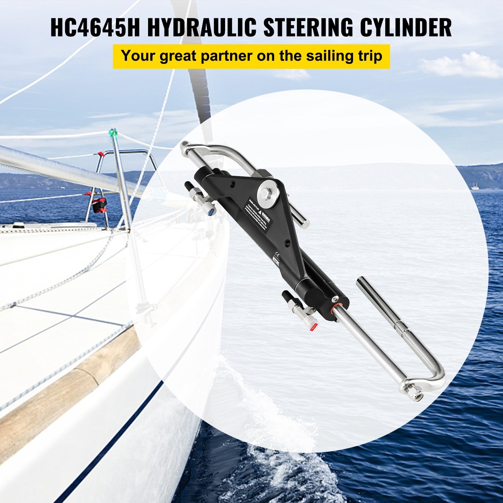 Uimoso HC4645H Front Mount Hydraulic Outboard Steering Cylinder Ram Up To 150HP