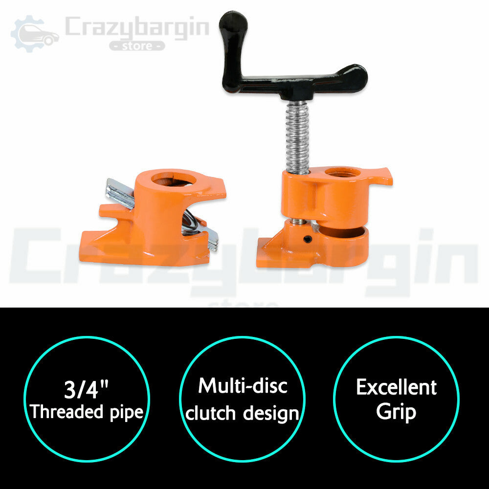 3/4" Gluing Pipe Clamp 4pc – Woodworking Vice with Wide Pads