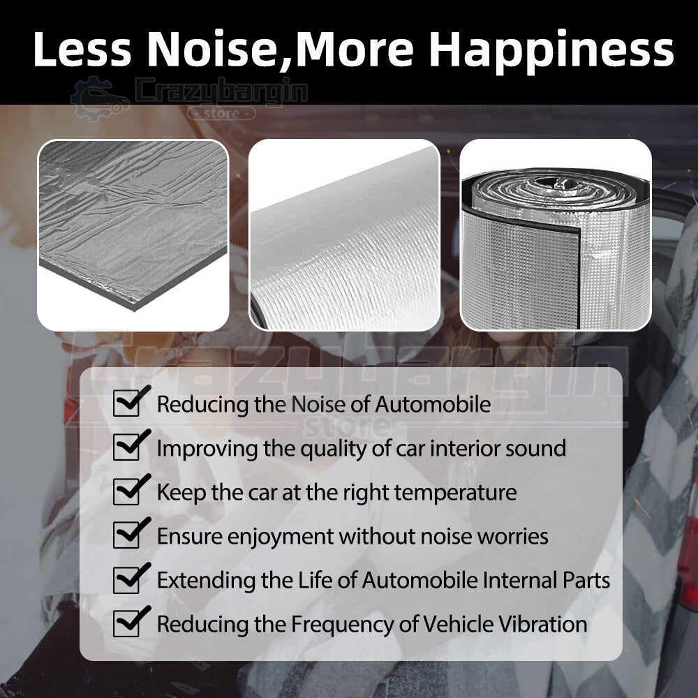 1x5M Car Sound Deadener – Foam Insulation Mat Heat & Noise Shield