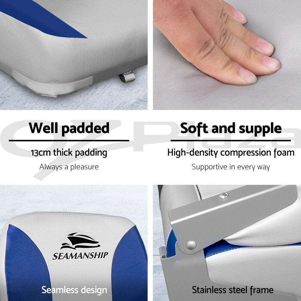Seamanship 2X Folding Boat Seats Seat Marine Seating Set All Weather Swivels B&G