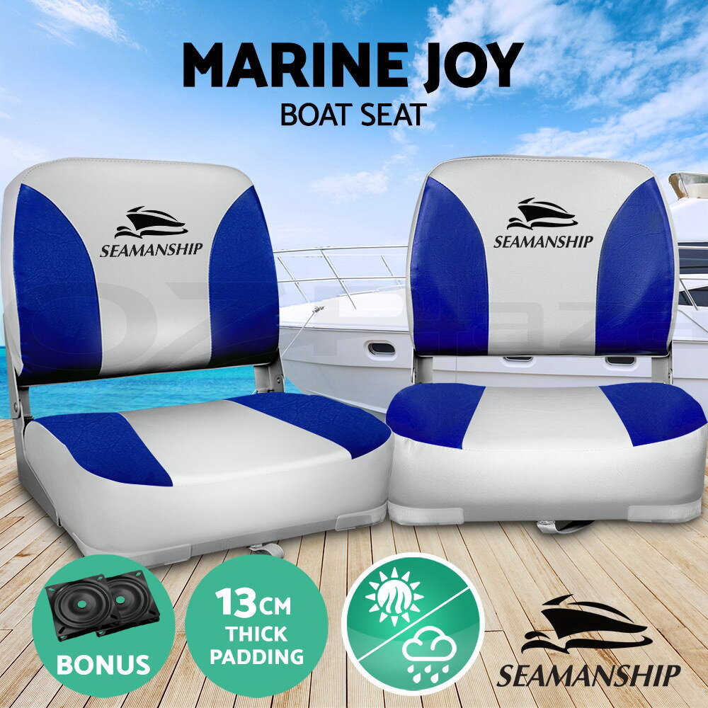Seamanship 2X Folding Boat Seats Seat Marine Seating Set All Weather Swivels B&G