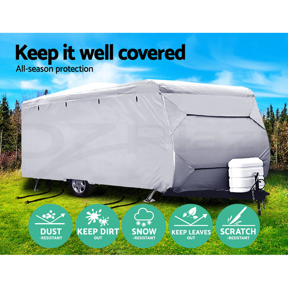 Weisshorn Caravan Cover Heavy Duty 14-24ft 4 Layer Campervan UV 5 Sizes Bag