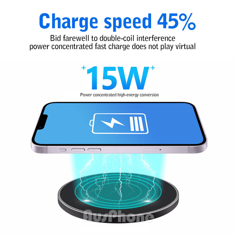 Fast Wireless Charger Pad iPhone 14–17 Samsung S24 S25