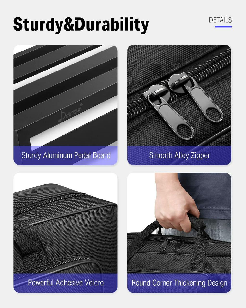 DONNER Aluminium Effects Pedal Board with Patch Cable & Carry Bag