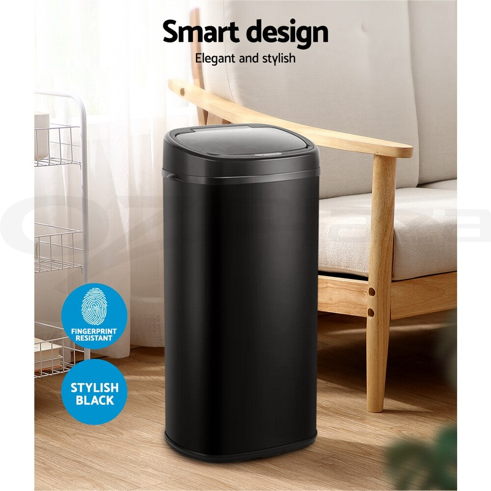 68L Motion Sensor Bin Automatic Trash Can Kitchen Black