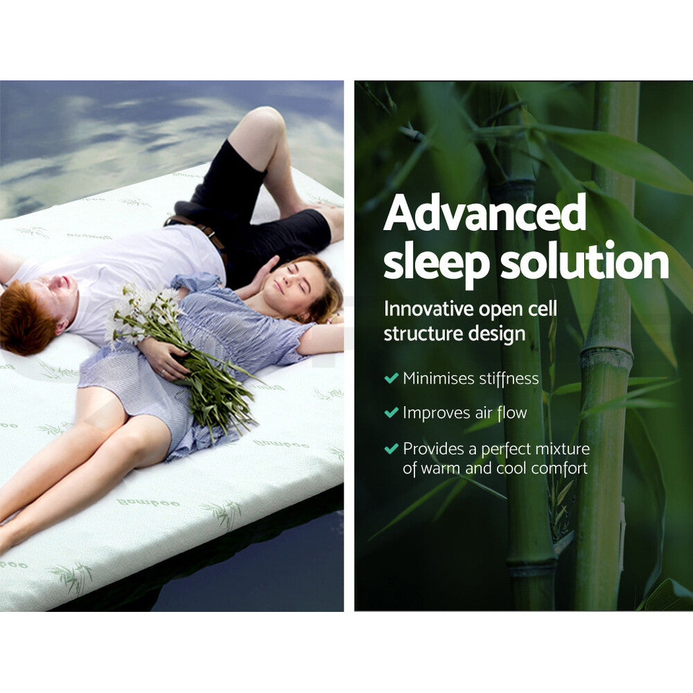 8cm Memory Foam Mattress Topper Cool Gel Bamboo 7-Zone