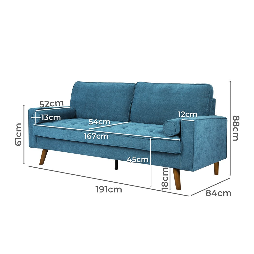 Levede 3-Seater Sofa – Fabric Futon Couch Recliner for Living Room