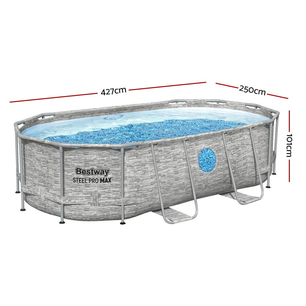 Steel Frame Above Ground Pool Filter Pump Ladder 427x250x100cm