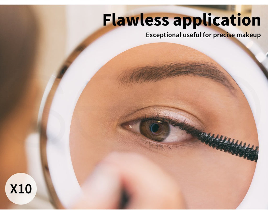 10x Magnifying Makeup Mirror – LED Light, 360° Rotating Cosmetic Mirror