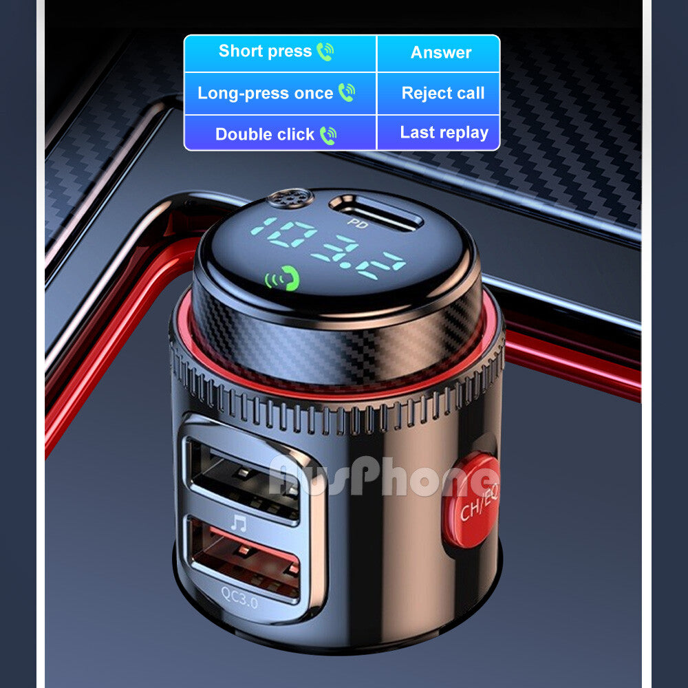 Bluetooth 5.0 FM Transmitter Car MP3 Dual USB Charger