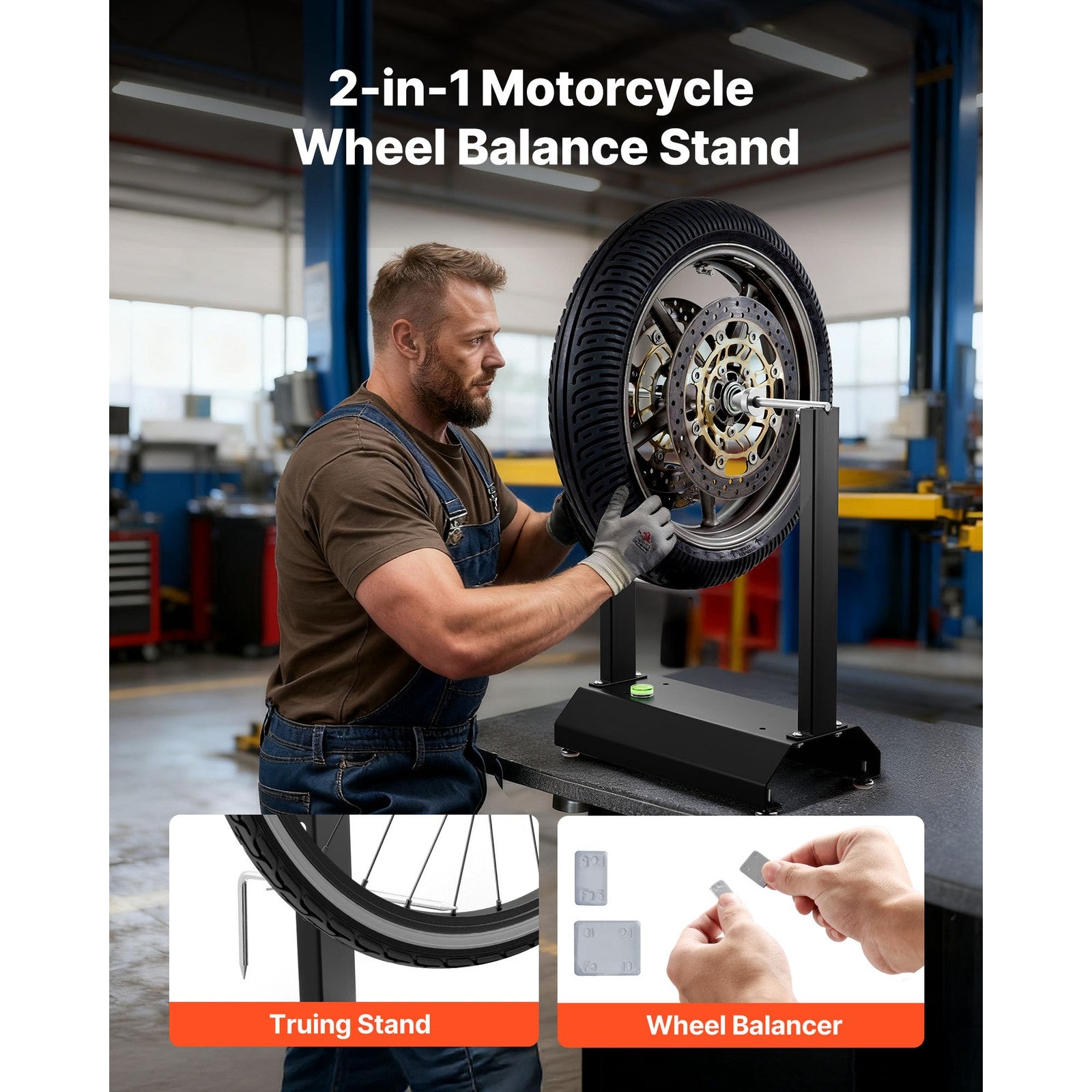 Uimoso Motorcycle Wheel Balancer Stand for Tire Alignment, 40 kg Load Capacity