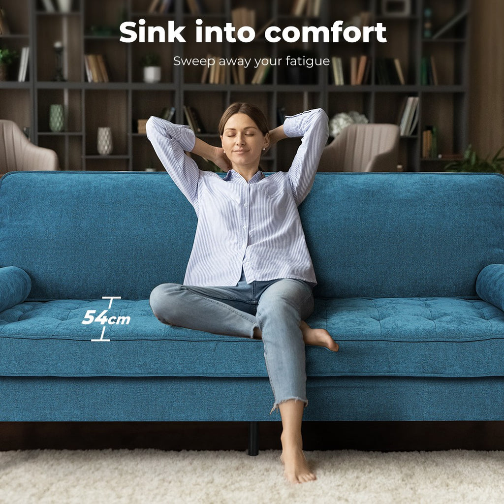 Levede 3-Seater Sofa – Fabric Futon Couch Recliner for Living Room