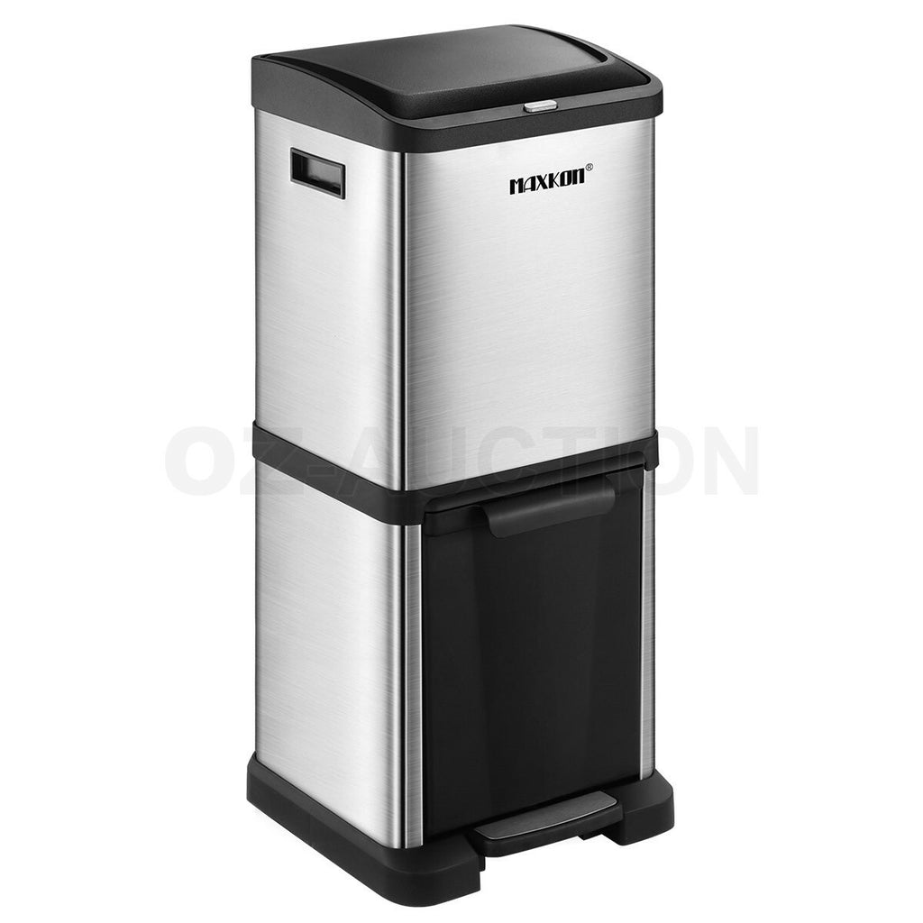 Maxkon 34L Pedal Bin – Dual Compartment Rubbish & Trash Can