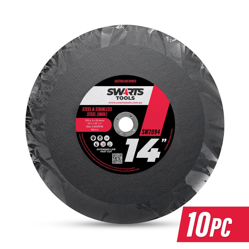 10pc 14" (355mm) Cut-Off Discs – Saw Wheels for Metal & Stainless Steel