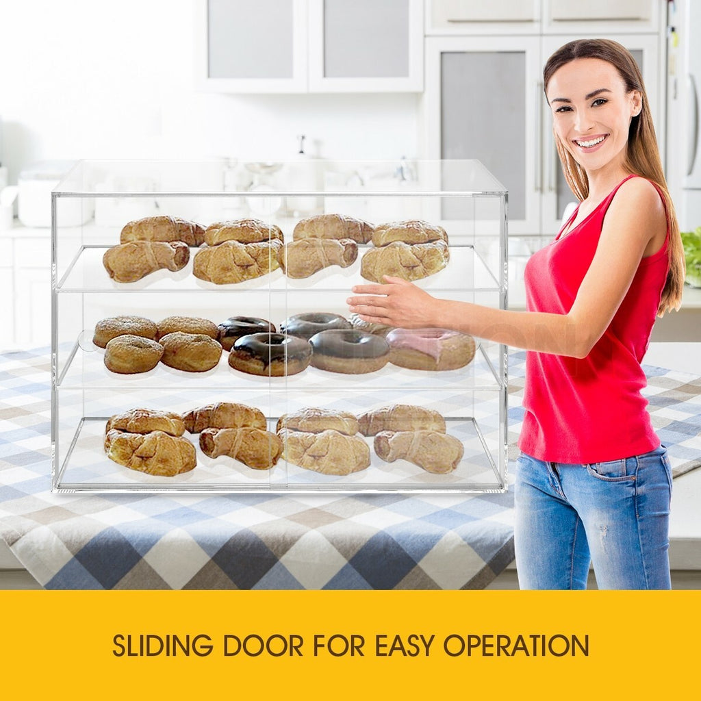 3-Tier Large Acrylic Bakery Cake Display Cabinet Donuts Cupcakes Pastries