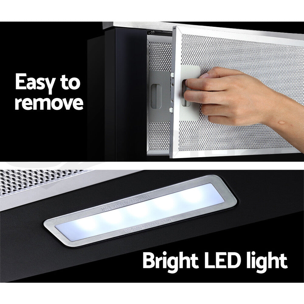 60cm Slide Out Kitchen Rangehood Canopy Stainless Steel