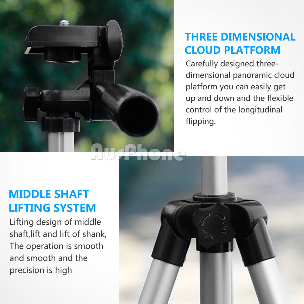 Universal Telescopic Camera Tripod Stand with Phone Mount