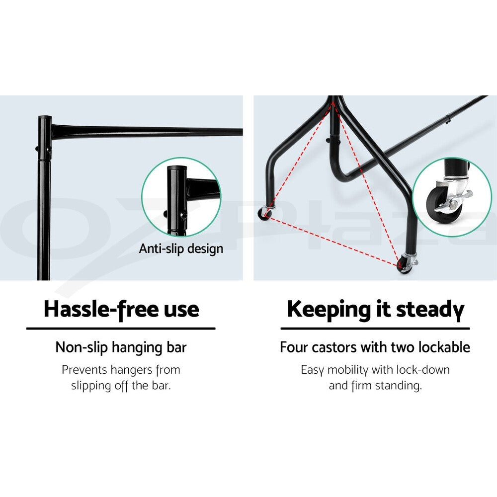 Clothes Rack 6FT Metal Garment Hanger Stand with Wheels