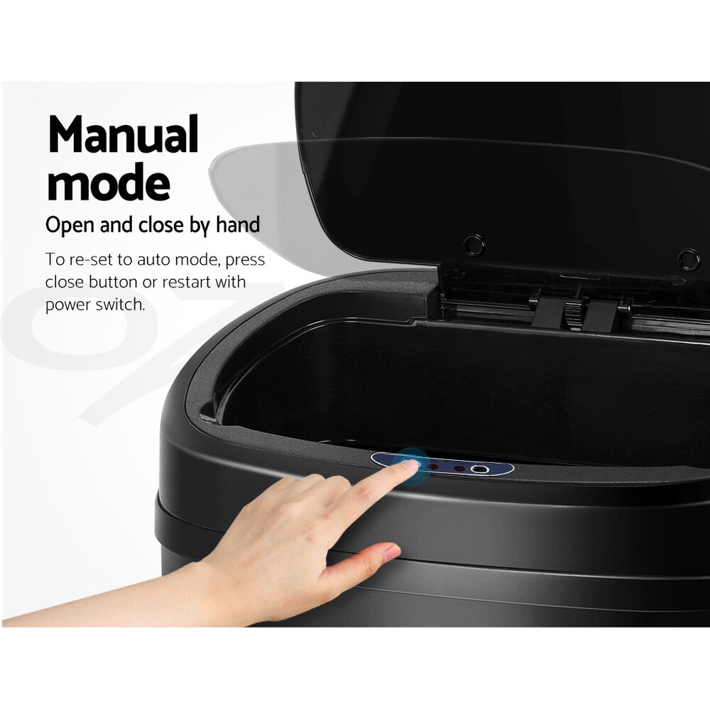 68L Motion Sensor Bin Automatic Trash Can Kitchen Black