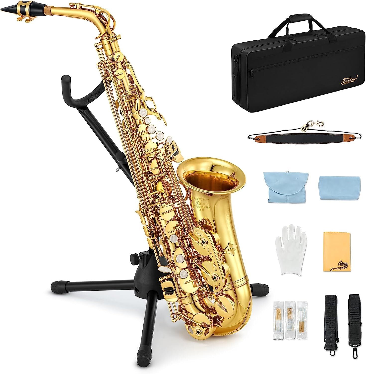 Eastar E Flat Alto Saxophone Gold Lacquered Student Sax Band