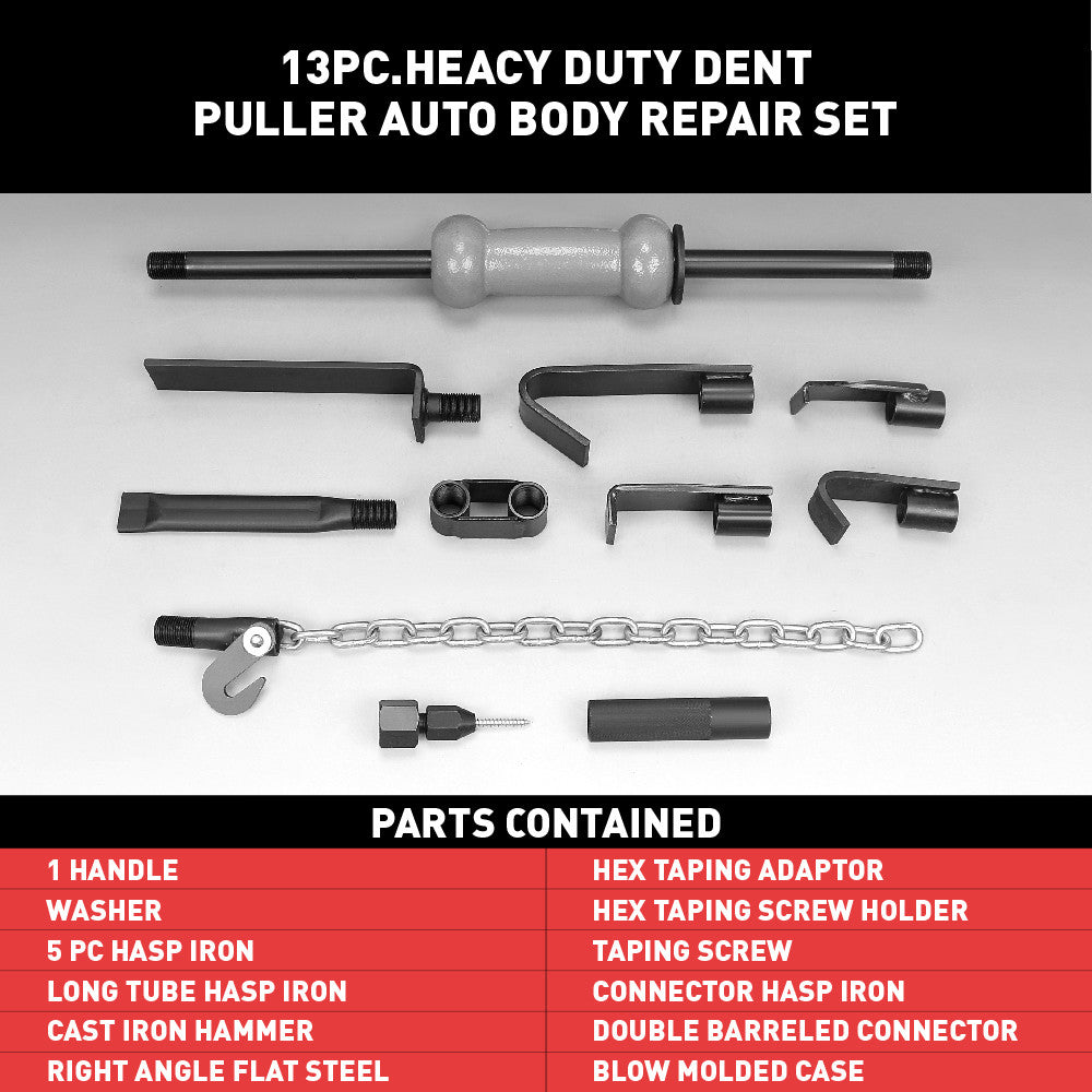 13pc Slide Hammer Kit – Dent Puller Auto Body Repair Tools 10LB