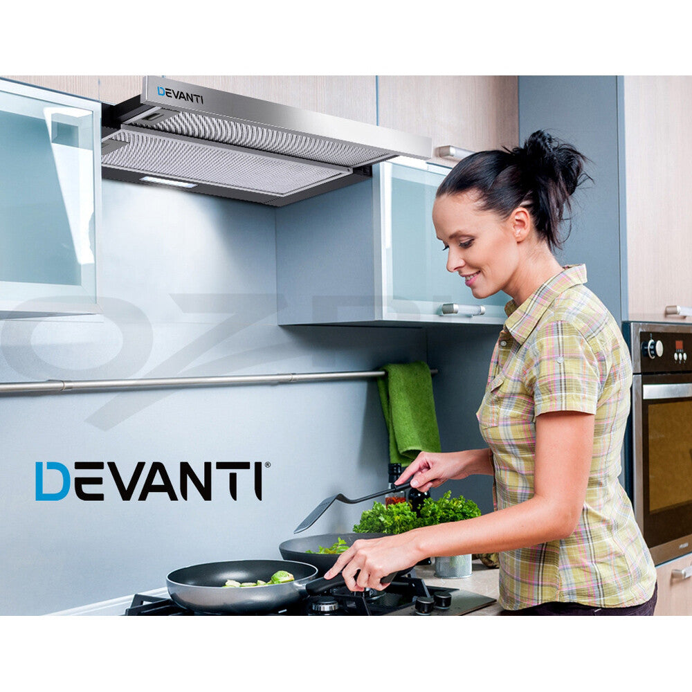 60cm Slide Out Kitchen Rangehood Canopy Stainless Steel