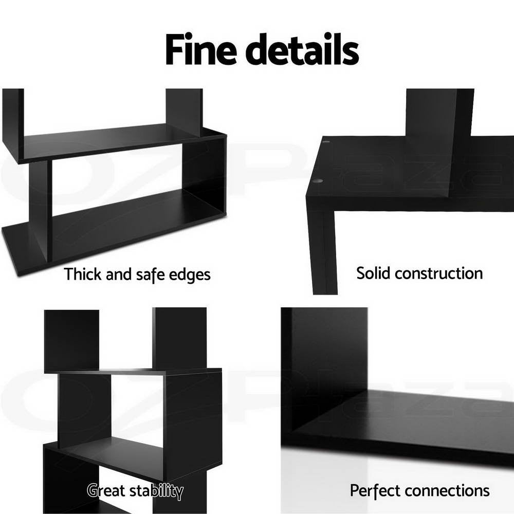 6 Tier Bookshelf Display Storage Bookcase Black