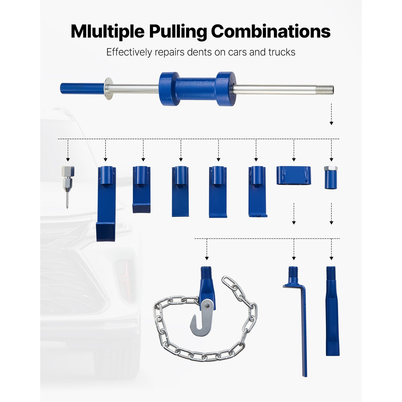 Uimoso 14 PCS Dent Puller Kit Slide Hammer Tool Set Auto Body Repair 13LBS