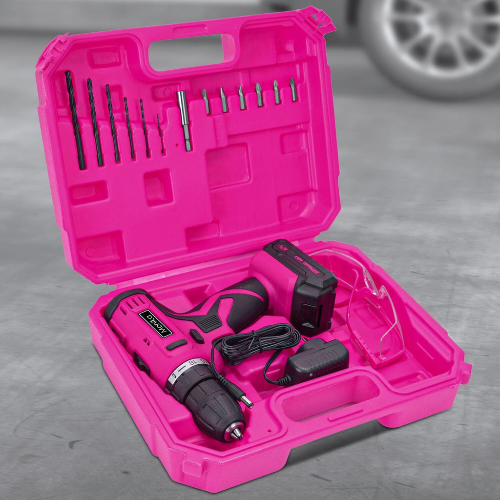 12V Cordless Drill – Pink Screwdriver Kit for Women