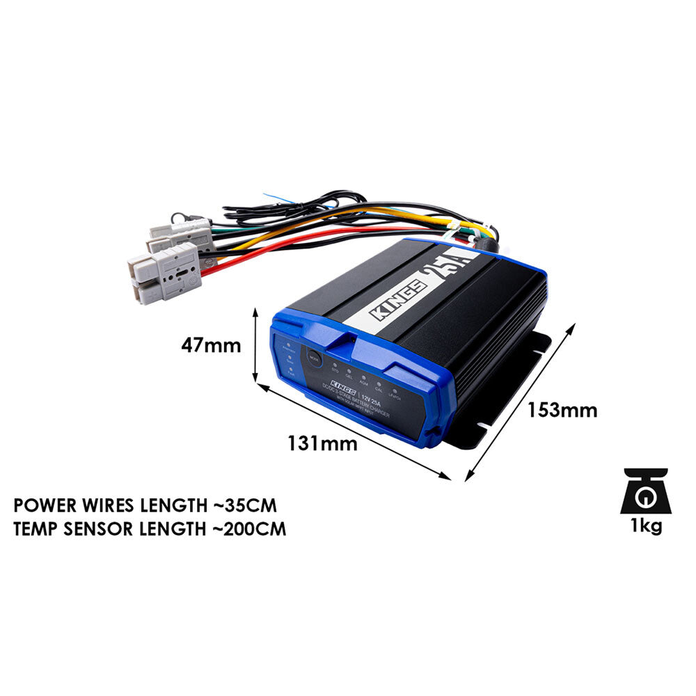 Kings 25A DC DC Charger MPPT Solar Regulator Lithium Compatible 12/24V Input