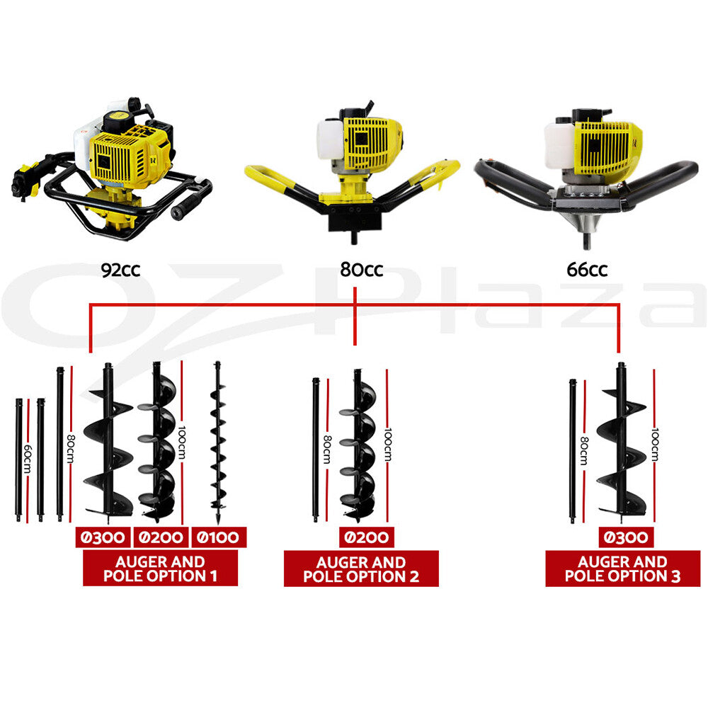 Petrol Post Hole Digger Auger Drill Borer Fence Earth Power Bits