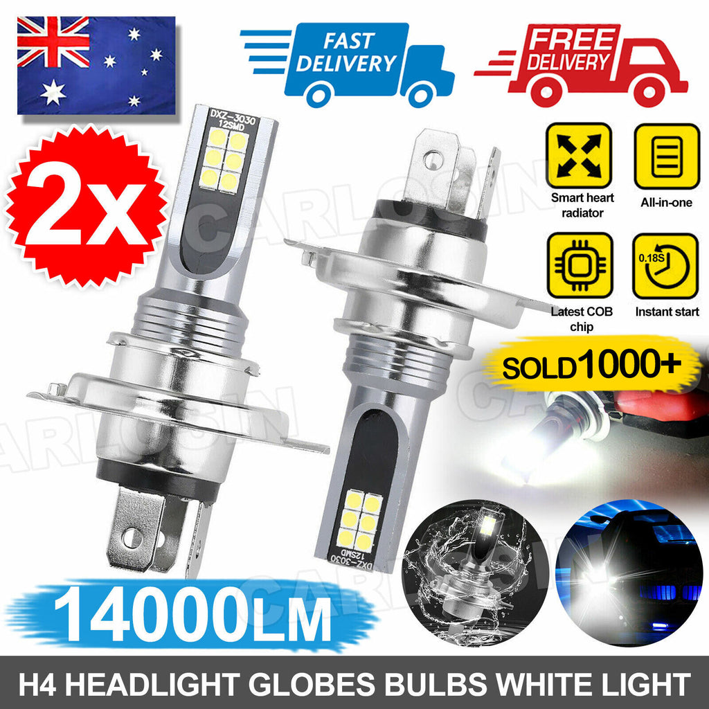 2x H4 LED Headlight Bulbs 6500K White High Low Beam 14000LM