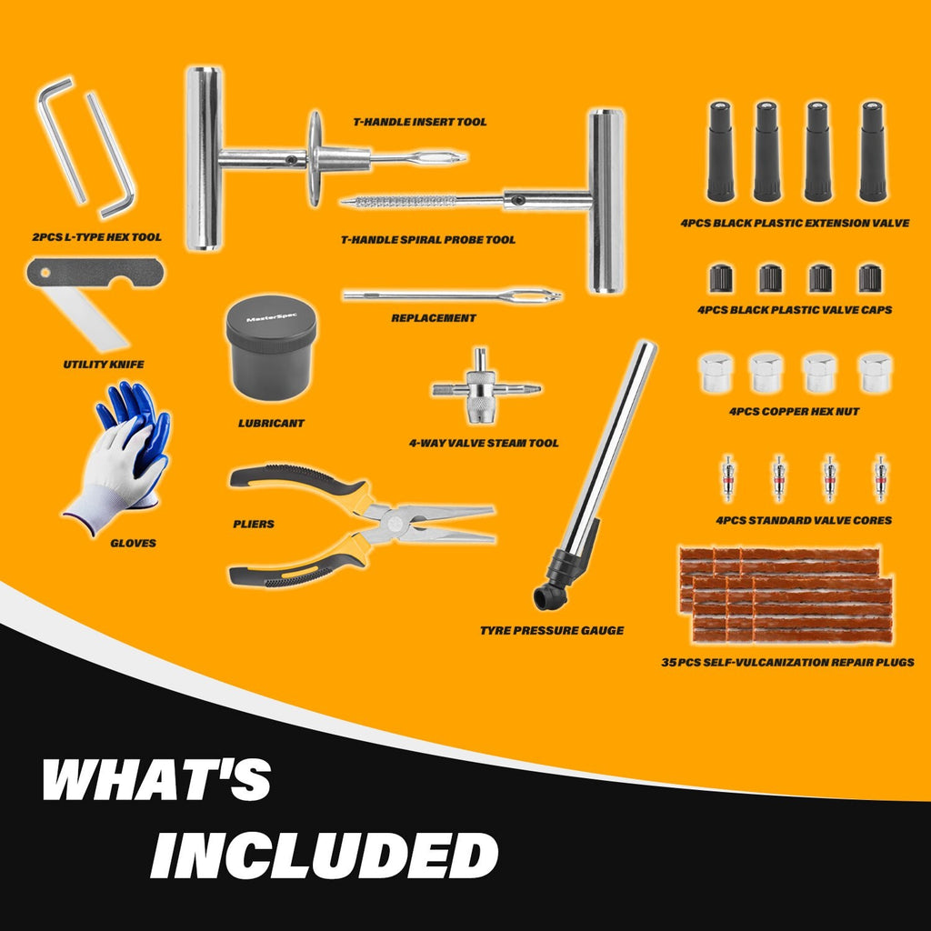 64pc Tyre Repair Kit – Heavy Duty 4WD Offroad Tubeless Plugs