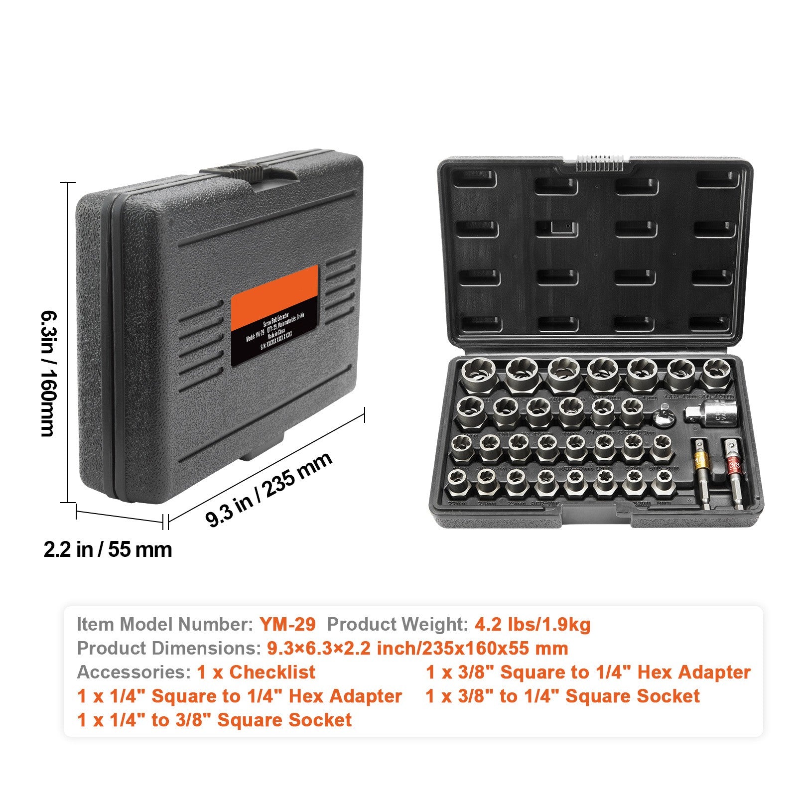 Uimoso Bolt Extractor Set 29-Piece Bolt and Nut Remover Set with Storage Case