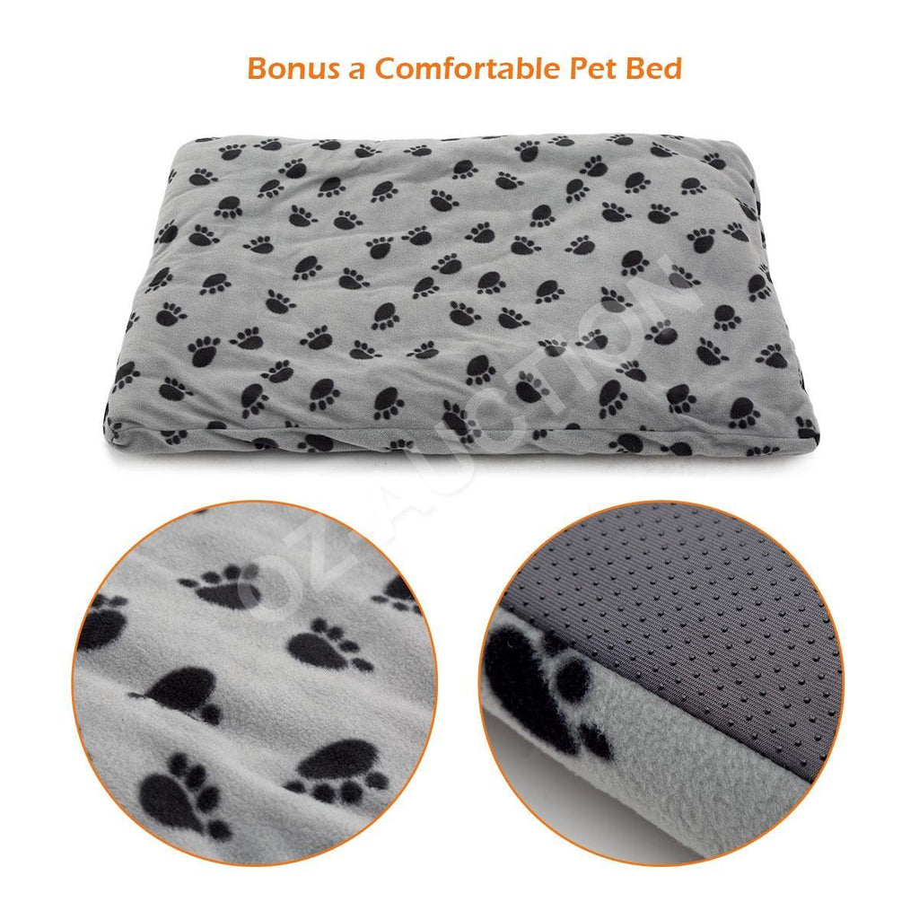 42" Portable Collapsible Metal Dog Cage Crate Kennel with Divider