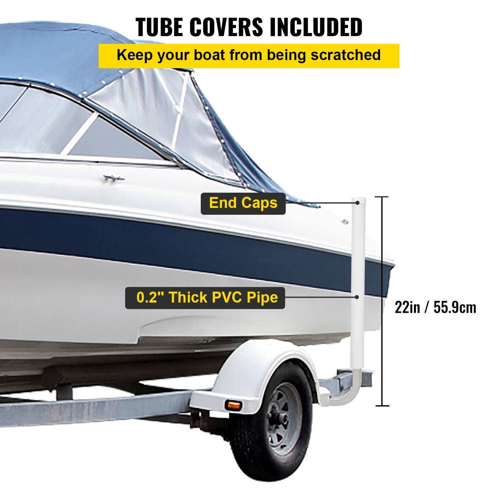 Uimoso Boat Trailer Guide-on 22" Steel Trailer Post Guide on w/ 1 Pair PVC
