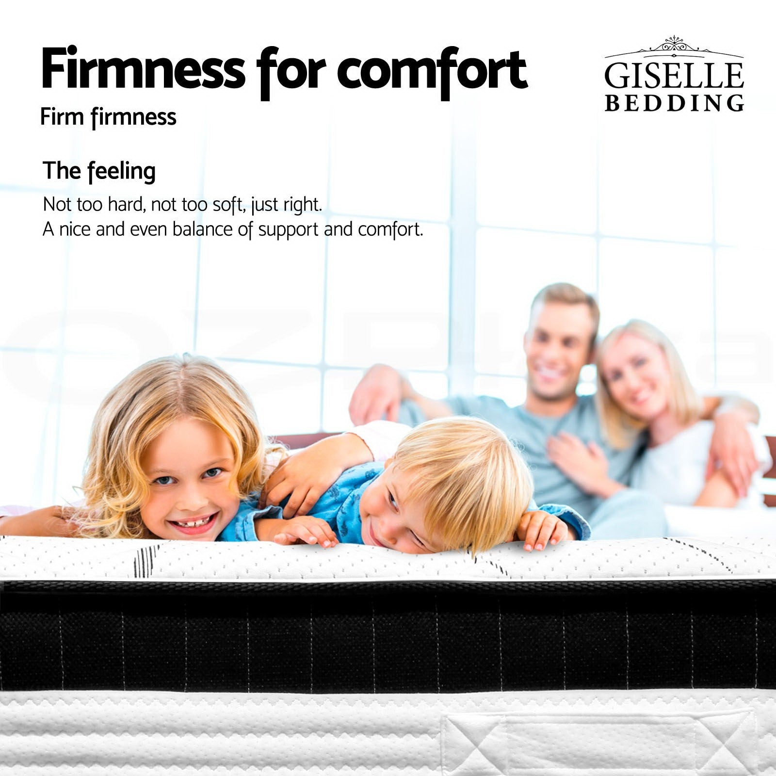 OVCN 30cm Euro Top Pocket Spring Mattress Medium Firm Queen