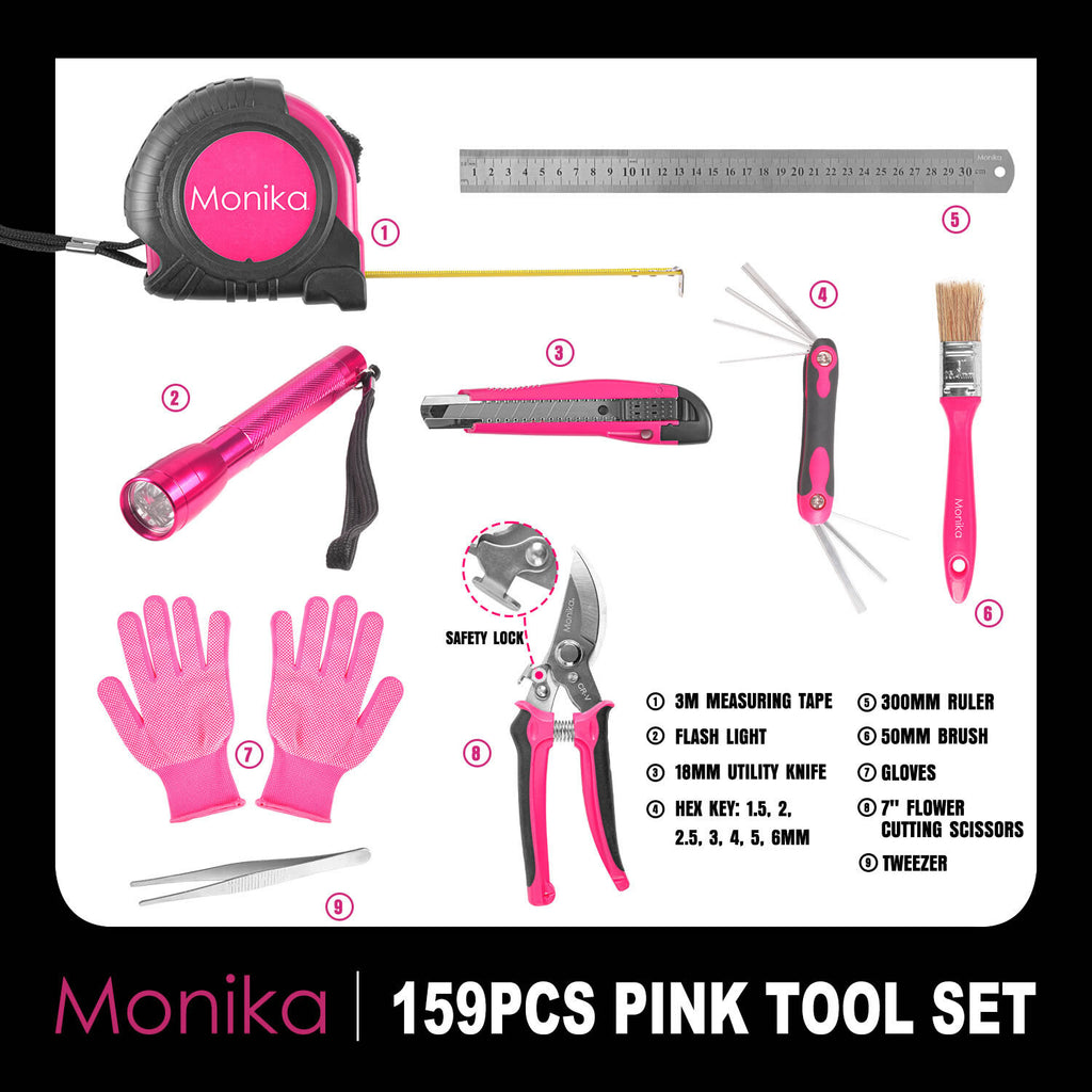 Pink Tool Set – Portable Household & Gardening Kit