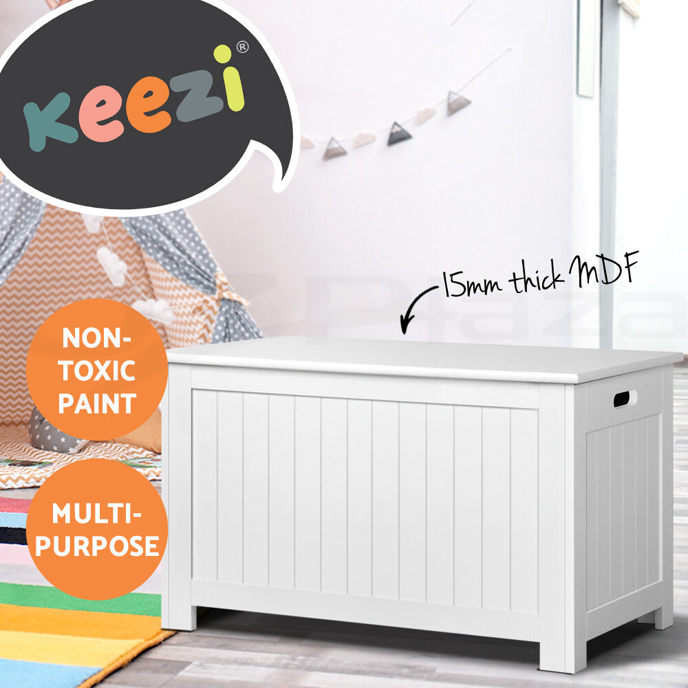 Kids Toy Box Storage Chest Blanket Organiser White